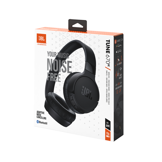 JBL Tune 670NC - Black - Adaptive Noise Cancelling Wireless On-Ear Headphones - Detailshot 10 image number null